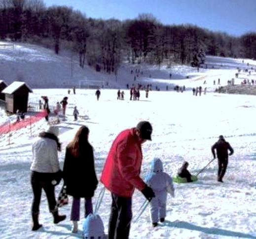 Family skiing & Sledding at the Plitvice Lakes